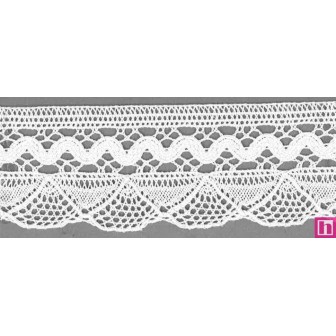 9484-0 PUNTILLA BOLILLO NADIR 55 MM. ALGODON 100% BLANCO Venta en piezas de 25.00 M