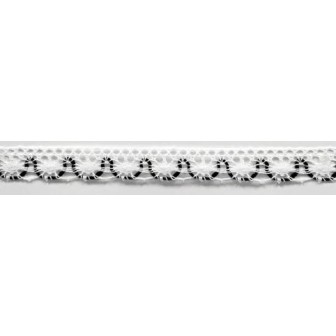 9623-18 PUNTILLA BOLILLO ACHIOTE 15 MM. POLIESTER 100% BLANCO/MARINO Venta en piezas de 25.00 M