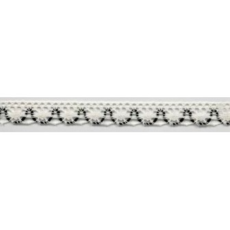 9623-23 PUNTILLA BOLILLO ACHIOTE 15 MM. POLIESTER 100% MARFIL/MARINO Venta en piezas de 25.00 M