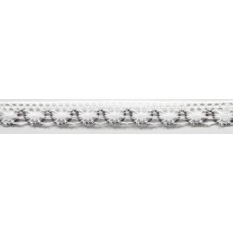 9623-35 PUNTILLA BOLILLO ACHIOTE 15 MM. POLIESTER 100% BLANCO/PURPURA Venta en piezas de 25.00 M