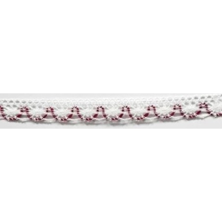 9623-39 PUNTILLA BOLILLO ACHIOTE 15 MM. POLIESTER 100% BLANCO/ROJO Venta en piezas de 25.00 M