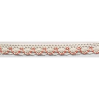 9623-40 PUNTILLA BOLILLO ACHIOTE 15 MM. POLIESTER 100% MARFIL/NARANJA Venta en piezas de 25.00 M