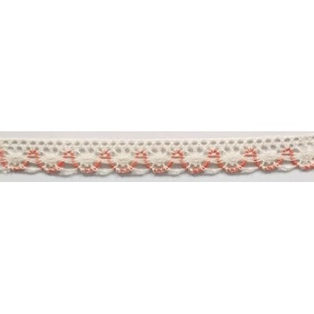 9623-40 PUNTILLA BOLILLO ACHIOTE 15 MM. POLIESTER 100% MARFIL/NARANJA Venta en piezas de 25.00 M