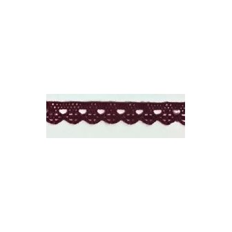 9627-049 PUNTILLA BOLILLO CASSIA 10 MM. POLIESTER 100% GRANATE Venta en piezas de 25.00 M