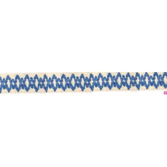 9669-130 GALON FANTASIA JOHARI 30 MM. ALGODON RECICLADO 60%-VISCOSA 40% NATURAL/AZUL Venta en piezas de 12.50 M