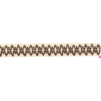 9669-222 GALON FANTASIA JOHARI 30 MM. ALGODON RECICLADO 60%-VISCOSA 40% NATURAL/CHOCOLATE Venta en piezas de 12.50 M