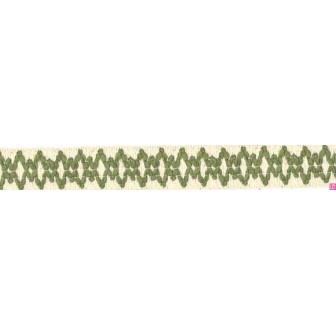 9669-347 GALON FANTASIA JOHARI 30 MM. ALGODON RECICLADO 60%-VISCOSA 40% NATURAL/VERDE Venta en piezas de 12.50 M
