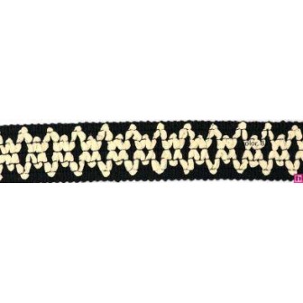 9669-9212 GALON FANTASIA JOHARI 30 MM. ALGODON RECICLADO 60%-VISCOSA 40% NEGRO/NATURAL Venta en piezas de 12.50 M