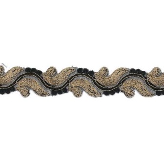9688-8192 GALON FANTASIA CIHAN 30 MM. POLIAMIDA 60%-POL.35%-ALG.5% NEGRO/COBRE Venta en piezas de 9.10 M