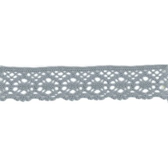 9702-29 PUNTILLA BOLILLO AURORA 30 MM. ALGODON 100% GRIS Venta en piezas de 25.00 M