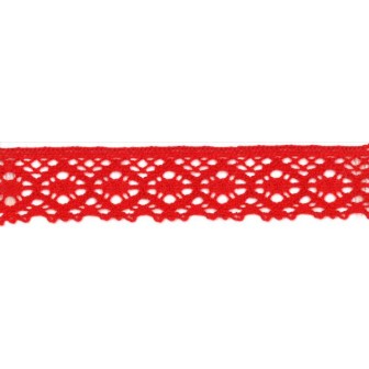 9702-5 PUNTILLA BOLILLO AURORA 30 MM. ALGODON 100% ROJO Venta en piezas de 25.00 M