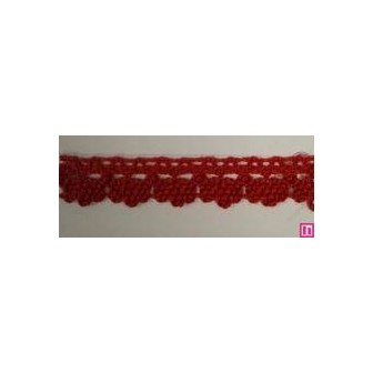 9706-5 PUNTILLA BOLILLO DIEGO 12 MM. ALGODON 100% ROJO Venta en piezas de 25.00 M