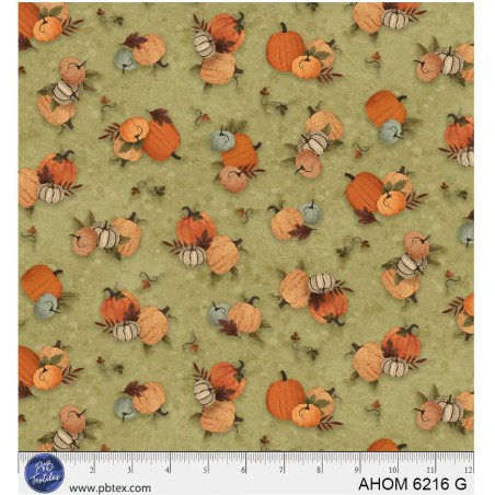 P121-AHOM6216G PATCH. AMERICANO AUTUMN HOMESTEAD (11) 110 CM. ALGODON 100% VERDE Venta en piezas de 7.00 M