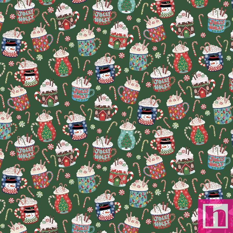 P121-CHM35916-DG PATCH. AMERICANO CHRISTMAS MINIATURES III (08) 110 CM. ALGODON 100% VERDE Venta en piezas de 7.00 M