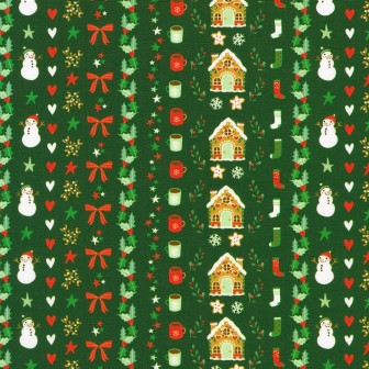 P135-SRKD-23909-224 PATCH. AMERICANO TINY TIDINGS (08) 110 CM. ALGODON 100% VERDE Venta en piezas de 7.00 M