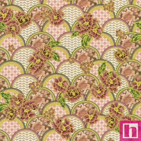 P135-SRKDM-23506-416 PATCH. AMERICANO IMPERIAL COLLECTION - GRACEFUL GRANES (24) 110 CM. ALGODON 100% ROSA/METALLIC Venta en pie
