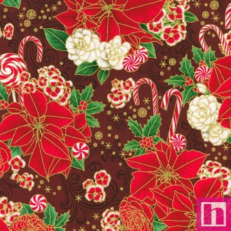 P135-SRKM-22945-113 PATCH. AMERICANO HOLIDAY FLOURISH PEPPERMINT TWIST (10) 110 CM. ALGODON 100% GRANATE/DORADO Venta en piezas