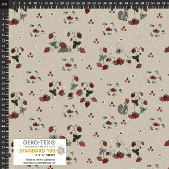 P137-4504-282 PATCH.AMERICANO STRAWBERRY MISCHIEF (01) 110 CM. ALGODON 100% GRIS Venta en piezas de 6.00 M
