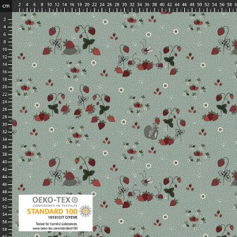P137-4504-290 PATCH.AMERICANO STRAWBERRY MISCHIEF (08) 110 CM. ALGODON 100% GRIS Venta en piezas de 6.00 M