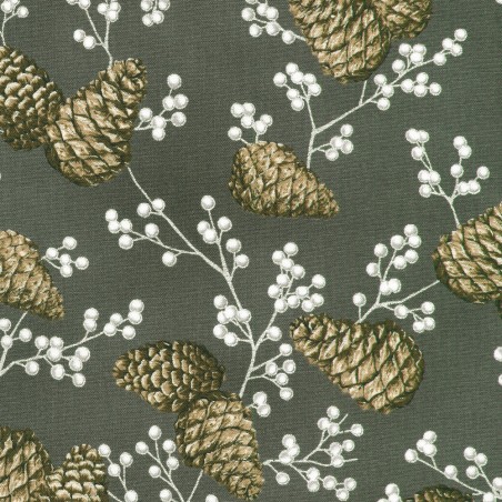 P137-SRKM-23705-184 PATCH. AMERICANO HOLIDAY FLOURISH - FOREST GLEN (62) 110 CM. ALGODON 100% CENIZA/PLATA METALLIC Venta en pie