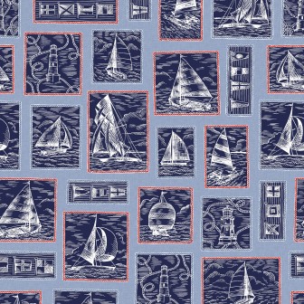 P17-MAS11100-B PATCH. AMERICANO REGATTA DAYS (01) 110 CM. ALGODON 100% AZUL Venta en piezas de 7.00 M