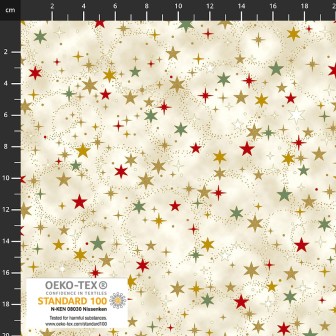 4593-015 PATCH.AMERICANO CHRISTMAS TIME (12) 110 CM. ALGODON 100% CREMA/EUCALIPTO/DORADO METALLIC Venta en piezas de 6.00 M