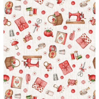 67940 PERCALE ESTAMPADO MAUREEN (01) 1.50 M. 115 GR/M2. ALGODON 100% BLANCO/ROJO Venta en piezas de 10.00 M
