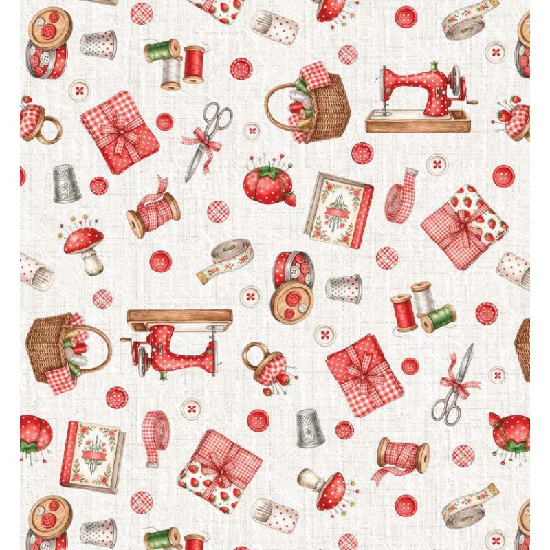 67940 PERCALE ESTAMPADO MAUREEN (01) 1.50 M. 115 GR/M2. ALGODON 100% BLANCO/ROJO Venta en piezas de 10.00 M