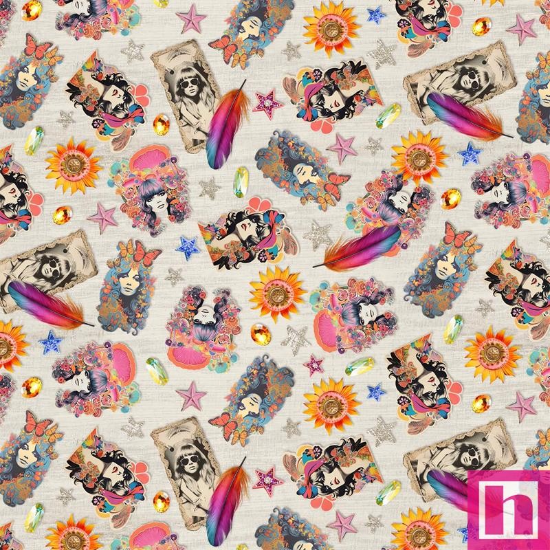 66994 PATCH. AMERICANO JUNK JOURNAL (04) 110 CM. ALGODON 100% LINO/MULTI Venta en piezas de 7.00 M