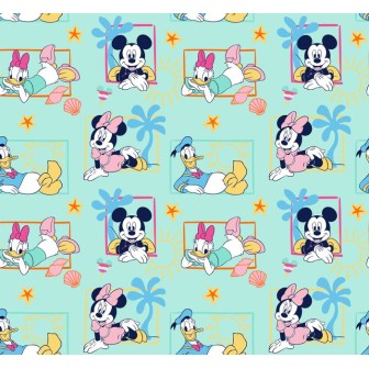 67912 TEJIDO ESTAMPADO MINNIE AND FRIENDS (00) 1.40 M. 130 GR/M2 ALGODON 100% MENTA Venta en piezas de 6.00 M