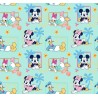 67912 TEJIDO ESTAMPADO MINNIE AND FRIENDS (00) 1.40 M. 130 GR/M2 ALGODON 100% MENTA Venta en piezas de 6.00 M