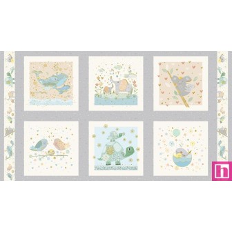 P121-AMLO6494GREY PATCH. AMERICANO A MOTHER´S LOVE (02) PANEL 60X110 CM. ALGODON 100% GRIS Venta en piezas de 7.00 M