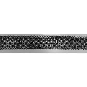 2022-14 ENTREDOS BOLILLO BENNY 30 MM. ALGODON 100% NEGRO Venta en piezas de 30.00 M
