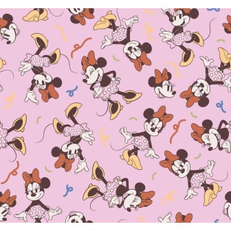 67913 TEJIDO ESTAMPADO MINNIE (00) 1.40 M. 130 GR/M2 ALGODON 100% ROSA Venta en piezas de 6.00 M