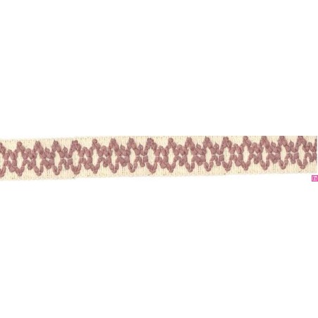 9669-242 GALON FANTASIA JOHARI 30 MM. ALGODON RECICLADO 60%-VISCOSA 40% NATURAL/ROSA Venta en piezas de 12.50 M