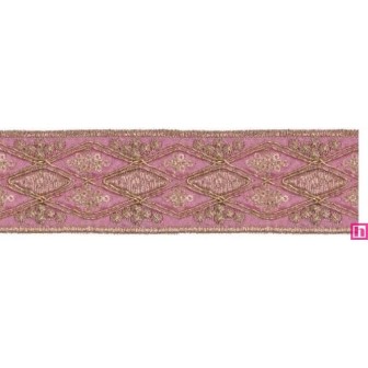 981253-0055 GALON FANTASIA ANDREA 45 MM. POLIESTER+PET ROSA/DORADO Venta en piezas de 9.10 M