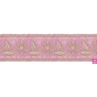 981254-0055 GALON FANTASIA ADONIS 45 MM. POLIESTER+PET ROSA/DORADO Venta en piezas de 9.30 M