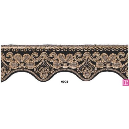 981255-0002 PUNTILLA FANTASIA EVELIA 45 MM. PET+METALLIC NEGRO/DORADO Venta en piezas de 9.30 M
