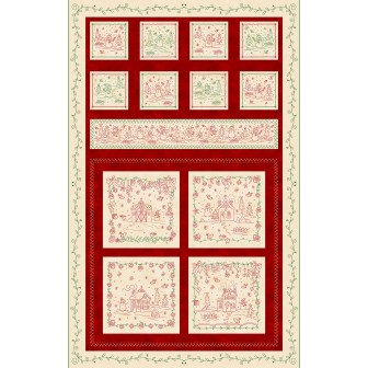 P17-MAS11090-RG PATCH. AMERICANO CHRISTMASTIME (01) PANEL 70X110 CM. ALGODON 100% CREMA/ROJO Venta en piezas de 7.00 M