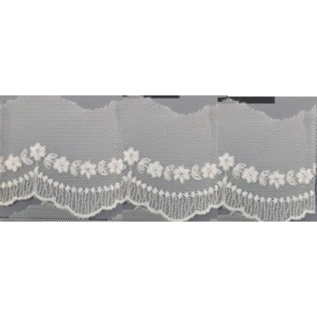12293-0 PUNTILLA TUL BORDADO SAMAR 55 MM. POLIESTER 100% NATURAL Venta en piezas de 14.80 M