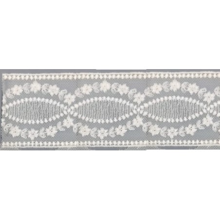 12294-0 GALON TUL BORDADO SAMAR 55 MM. POLIESTER 100% NATURAL Venta en piezas de 14.80 M