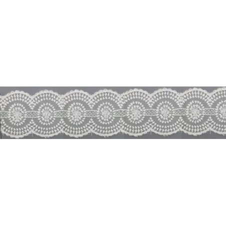 12703-0 GALON TUL BORDADO PRIYA 40 MM. POLIESTER 100% NATURAL Venta en piezas de 14.80 M