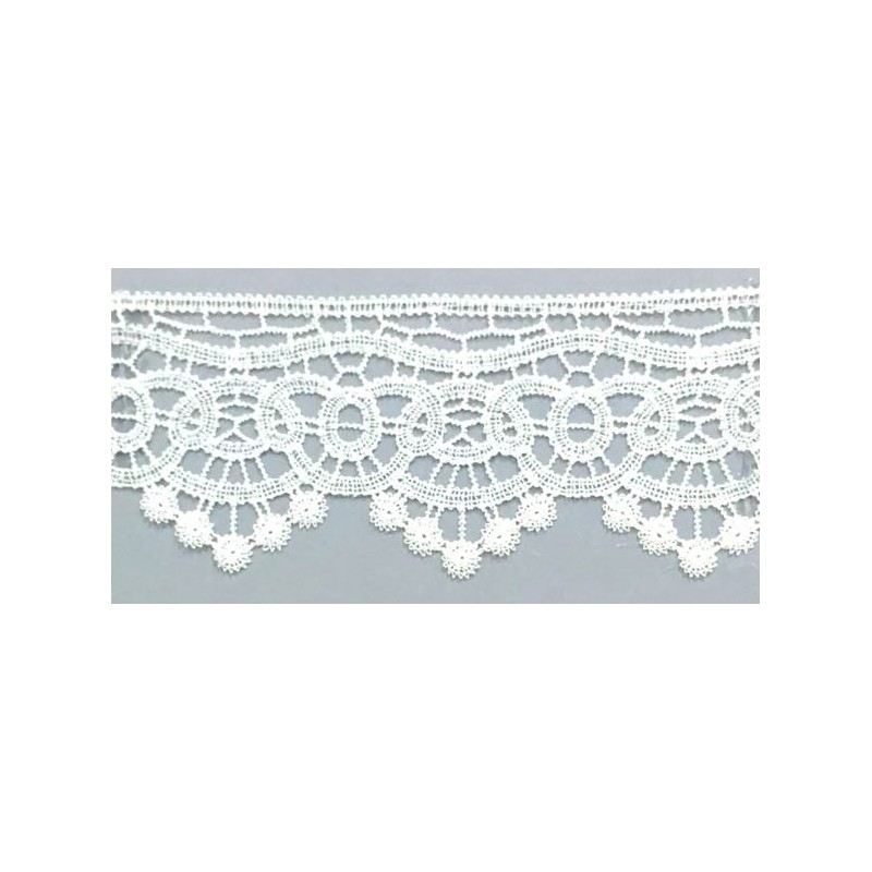 142108-01 PUNTILLA GUIPUR INDIA 65 MM. POLIESTER 100% BLANCO Venta en piezas de 19.00 M