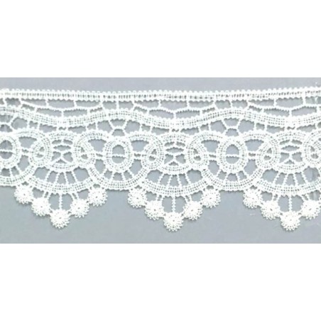 142108-01 PUNTILLA GUIPUR INDIA 65 MM. POLIESTER 100% BLANCO Venta en piezas de 19.00 M