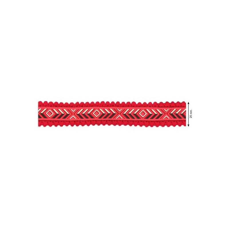 342413-0006 CINTA MADROÑO FANTASIA 25 MM. POLIESTER 100% ROJO Venta en piezas de 10.00 M