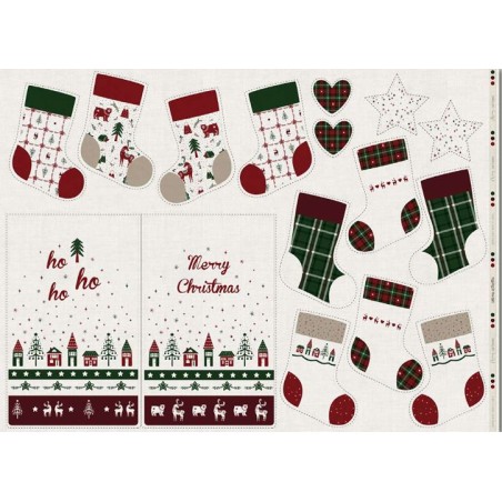 68042 BOTAS NAVIDAD HALP PANAMA ESTAMPADO (04) PANEL 150x110 M.-200 GR/M2- ALGODON 100% CRUDO Venta en piezas de 6.00 M