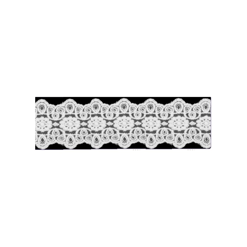 725340-01 GALON TUL BORDADO JULIANA 55 MM POLIAMIDA 50%-ALGODON 50% BLANCO Venta en piezas de 13.70 M