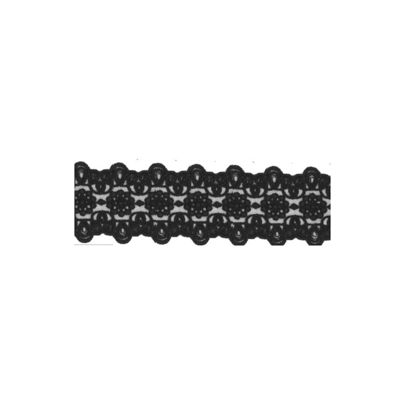 725340-02 GALON TUL BORDADO JULIANA 55 MM POLIAMIDA 50%-ALGODON 50% NEGRO Venta en piezas de 13.70 M