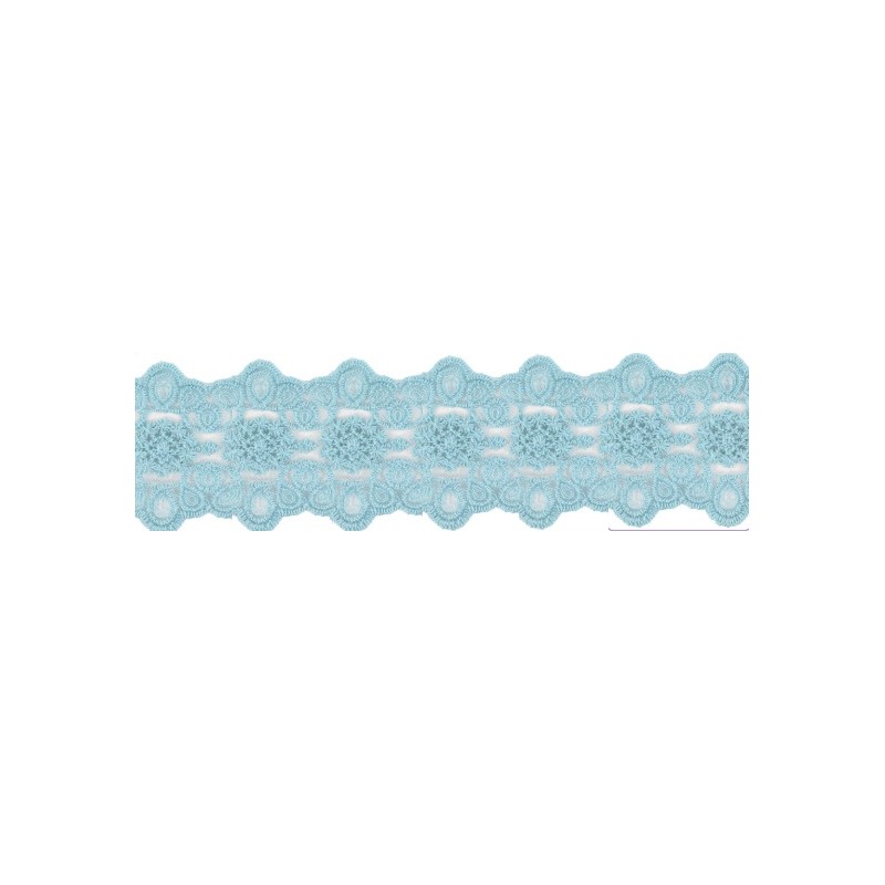 725340-16 GALON TUL BORDADO JULIANA 55 MM POLIAMIDA 50%-ALGODON 50% CELESTE Venta en piezas de 13.70 M