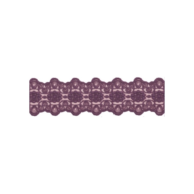 725340-70 GALON TUL BORDADO JULIANA 55 MM POLIAMIDA 50%-ALGODON 50% BERENJENA Venta en piezas de 13.70 M